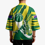 Australian Opals Basketball Kimono Green and Gold Tribal Pattern Athletic Abstract Art