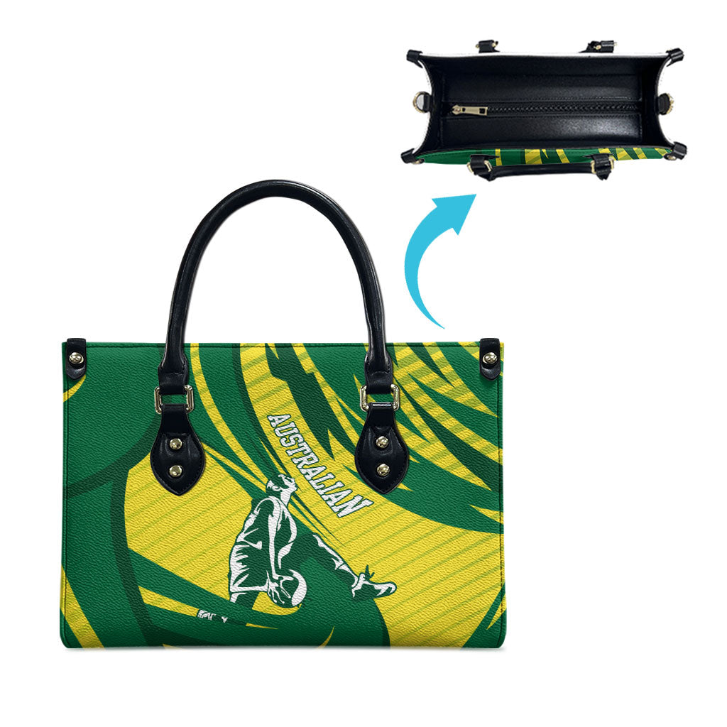 Australian Opals Basketball Leather Bag Green and Gold Tribal Pattern Athletic Abstract Art