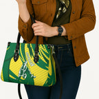 Australian Opals Basketball Leather Bag Green and Gold Tribal Pattern Athletic Abstract Art
