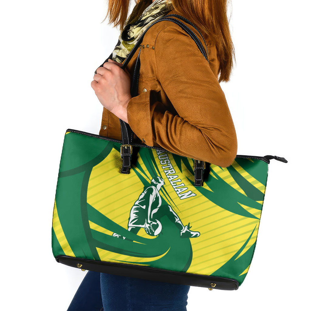 Australian Opals Basketball Leather Tote Bag Green and Gold Tribal Pattern Athletic Abstract Art