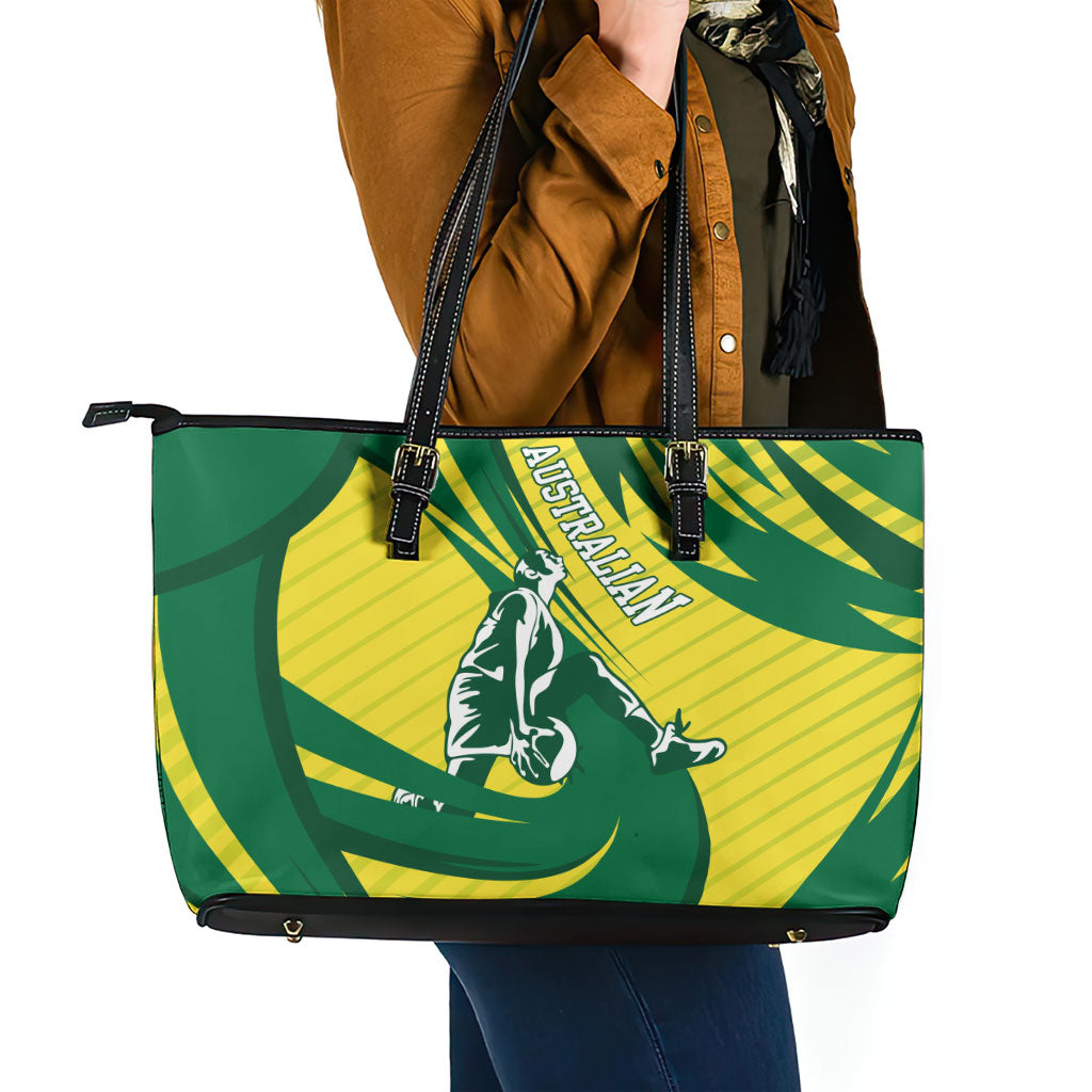 Australian Opals Basketball Leather Tote Bag Green and Gold Tribal Pattern Athletic Abstract Art