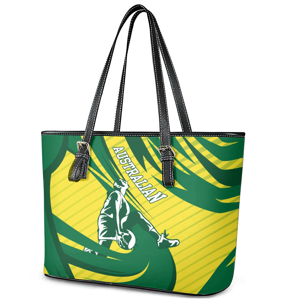 Australian Opals Basketball Leather Tote Bag Green and Gold Tribal Pattern Athletic Abstract Art