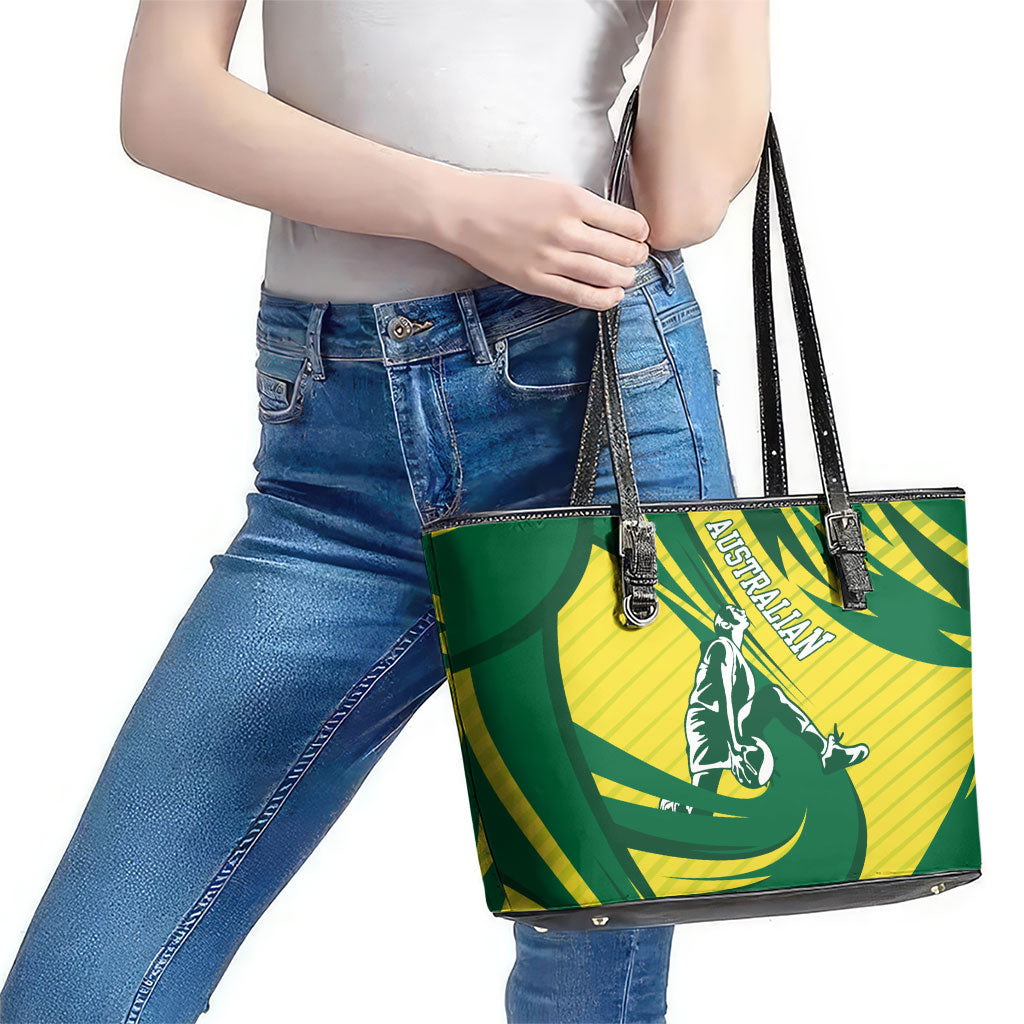 Australian Opals Basketball Leather Tote Bag Green and Gold Tribal Pattern Athletic Abstract Art