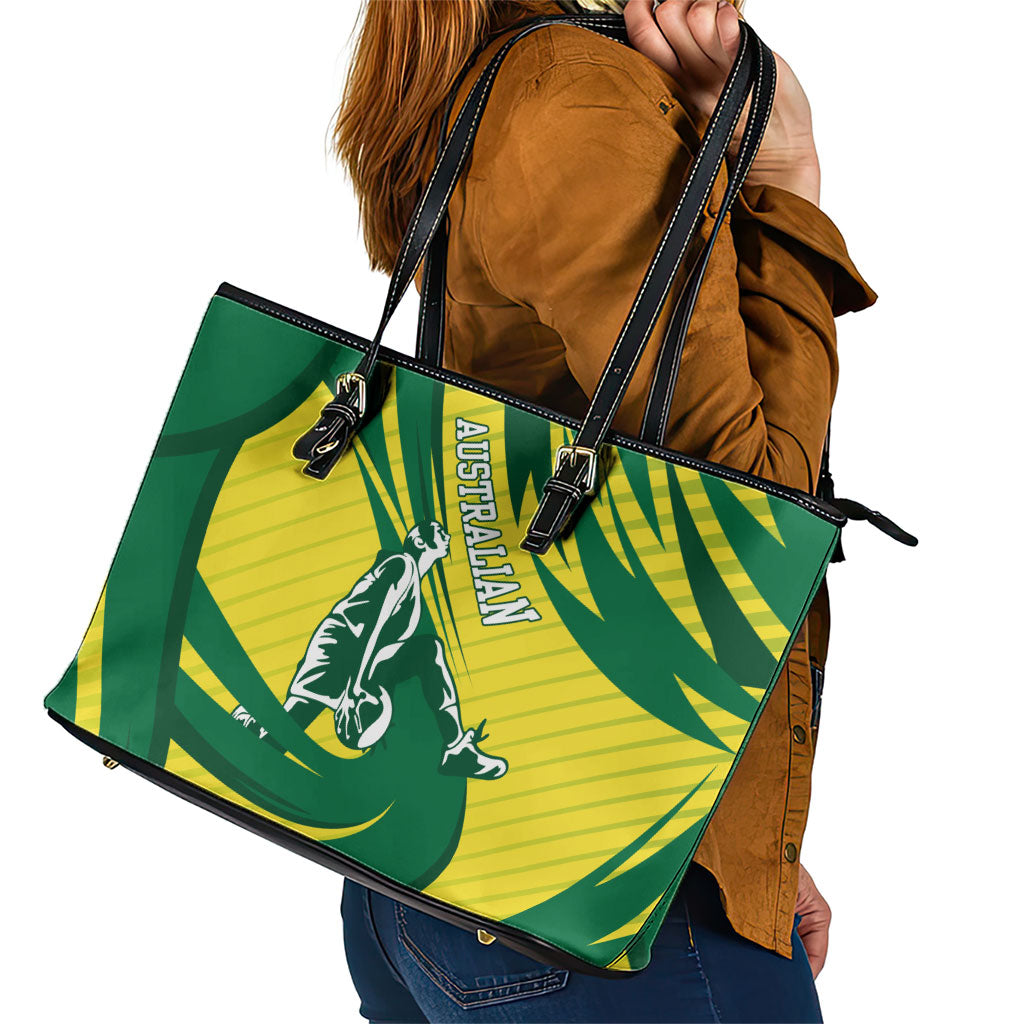 Australian Opals Basketball Leather Tote Bag Green and Gold Tribal Pattern Athletic Abstract Art