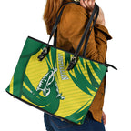 Australian Opals Basketball Leather Tote Bag Green and Gold Tribal Pattern Athletic Abstract Art