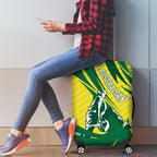 Australian Opals Basketball Luggage Cover Green and Gold Tribal Pattern Athletic Abstract Art