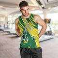 Australian Opals Basketball Men Tank Top Green and Gold Tribal Pattern Athletic Abstract Art