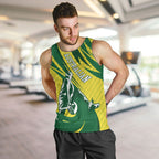 Australian Opals Basketball Men Tank Top Green and Gold Tribal Pattern Athletic Abstract Art