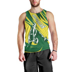 Australian Opals Basketball Men Tank Top Green and Gold Tribal Pattern Athletic Abstract Art