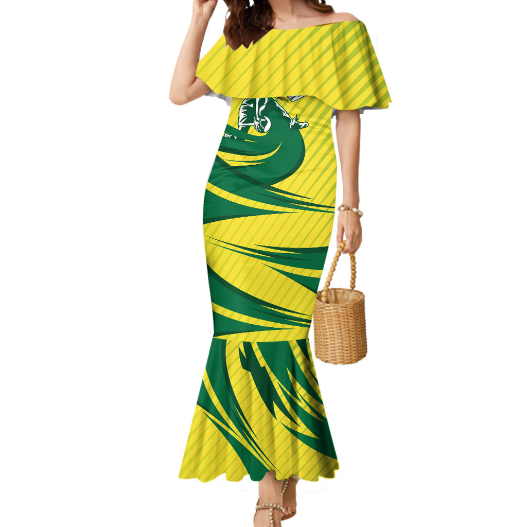 Australian Opals Basketball Mermaid Dress Green and Gold Tribal Pattern Athletic Abstract Art