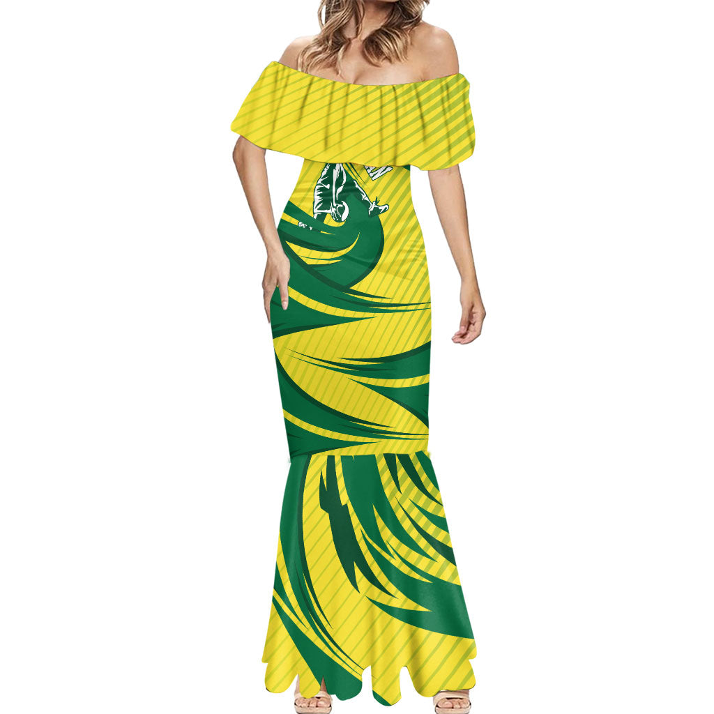 Australian Opals Basketball Mermaid Dress Green and Gold Tribal Pattern Athletic Abstract Art