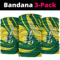 Australian Opals Basketball Neck Gaiter Green and Gold Tribal Pattern Athletic Abstract Art