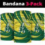 Australian Opals Basketball Neck Gaiter Green and Gold Tribal Pattern Athletic Abstract Art