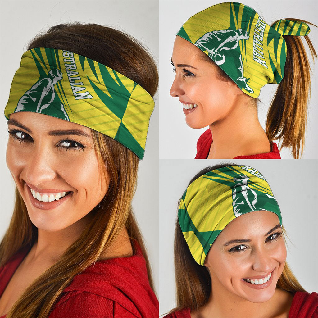 Australian Opals Basketball Neck Gaiter Green and Gold Tribal Pattern Athletic Abstract Art