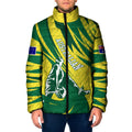 Australian Opals Basketball Padded Jacket Green and Gold Tribal Pattern Athletic Abstract Art
