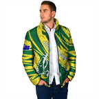 Australian Opals Basketball Padded Jacket Green and Gold Tribal Pattern Athletic Abstract Art