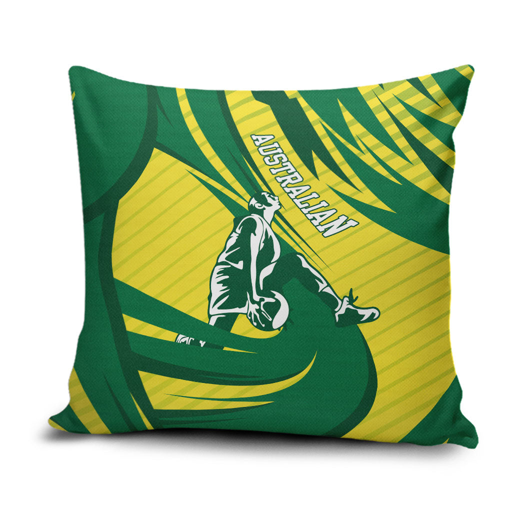 Australian Opals Basketball Pillow Cover Green and Gold Tribal Pattern Athletic Abstract Art
