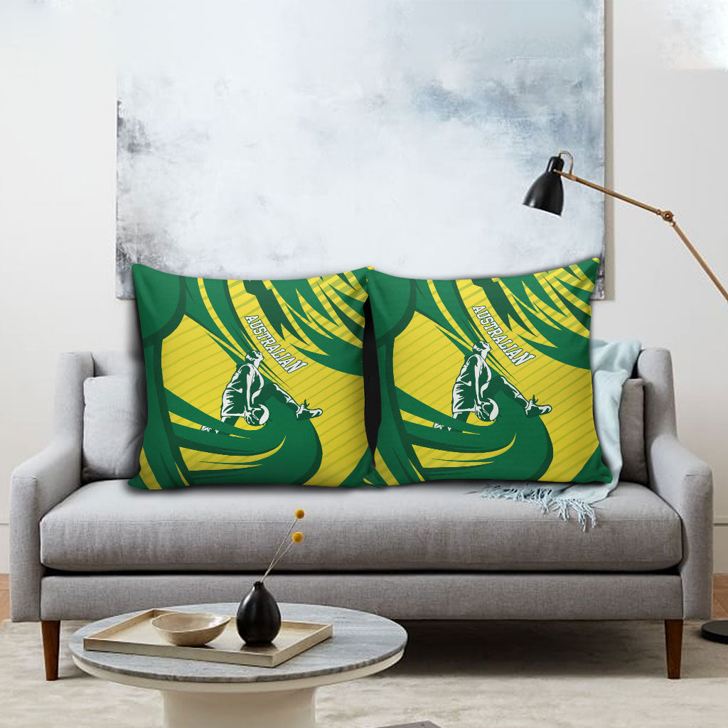 Australian Opals Basketball Pillow Cover Green and Gold Tribal Pattern Athletic Abstract Art