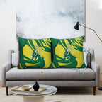 Australian Opals Basketball Pillow Cover Green and Gold Tribal Pattern Athletic Abstract Art