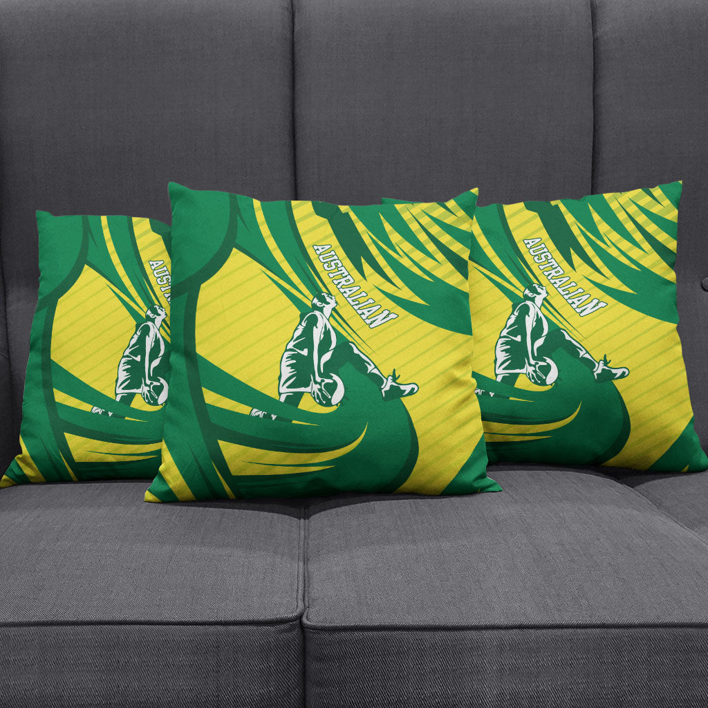 Australian Opals Basketball Pillow Cover Green and Gold Tribal Pattern Athletic Abstract Art