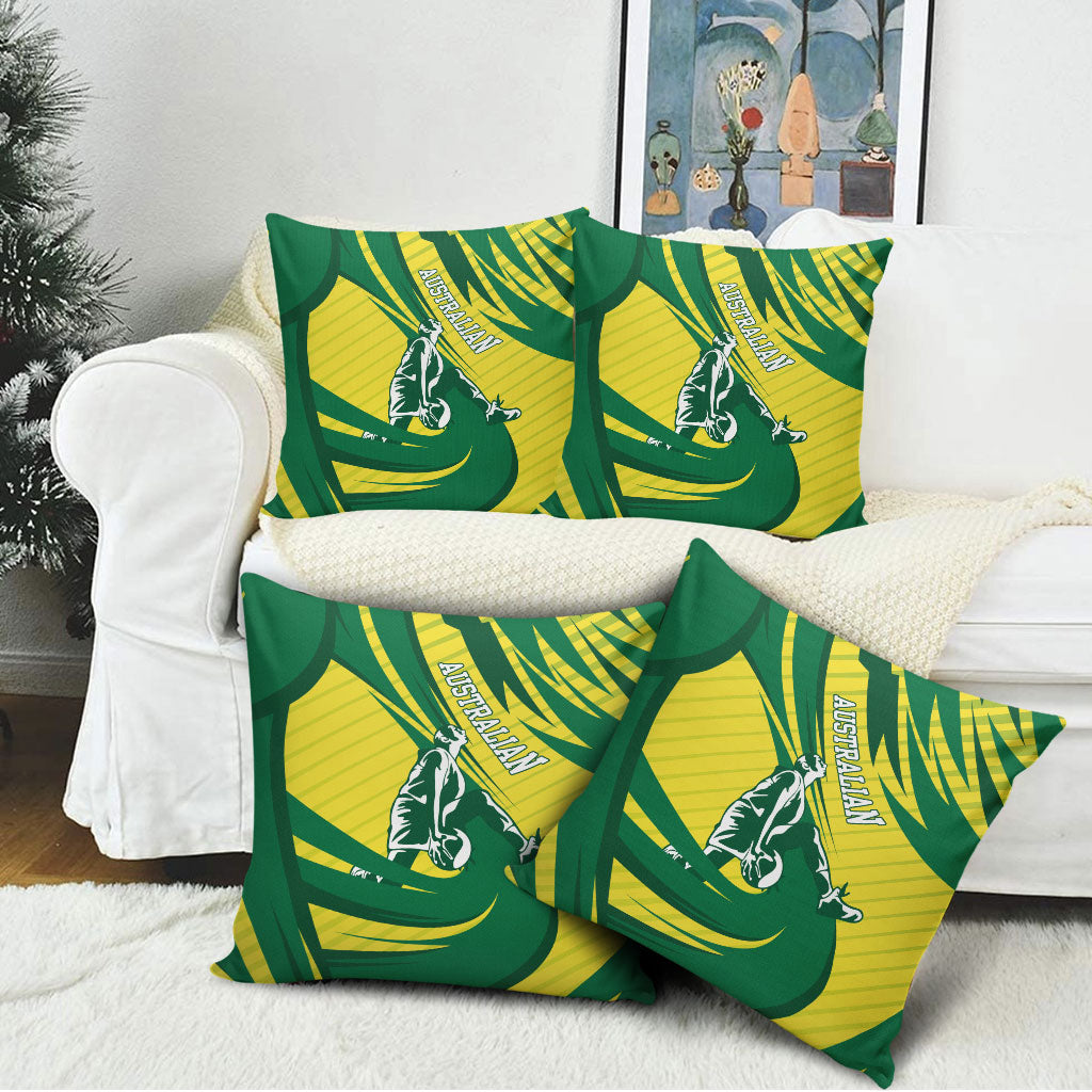 Australian Opals Basketball Pillow Cover Green and Gold Tribal Pattern Athletic Abstract Art