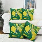 Australian Opals Basketball Pillow Cover Green and Gold Tribal Pattern Athletic Abstract Art