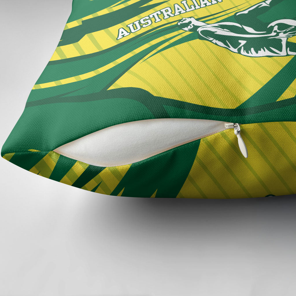 Australian Opals Basketball Pillow Cover Green and Gold Tribal Pattern Athletic Abstract Art