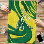 Australian Opals Basketball Puzzle Green and Gold Tribal Pattern Athletic Abstract Art