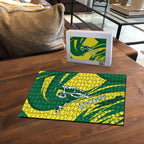 Australian Opals Basketball Puzzle Green and Gold Tribal Pattern Athletic Abstract Art