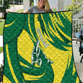 Australian Opals Basketball Quilt Green and Gold Tribal Pattern Athletic Abstract Art