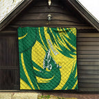Australian Opals Basketball Quilt Green and Gold Tribal Pattern Athletic Abstract Art