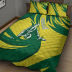 Australian Opals Basketball Quilt Bed Set Green and Gold Tribal Pattern Athletic Abstract Art