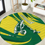 Australian Opals Basketball Round Carpet Green and Gold Tribal Pattern Athletic Abstract Art