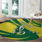 Australian Opals Basketball Round Carpet Green and Gold Tribal Pattern Athletic Abstract Art
