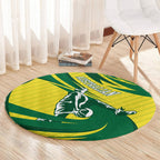 Australian Opals Basketball Round Carpet Green and Gold Tribal Pattern Athletic Abstract Art