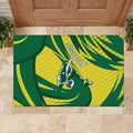 Australian Opals Basketball Rubber Doormat Green and Gold Tribal Pattern Athletic Abstract Art