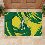 Australian Opals Basketball Rubber Doormat Green and Gold Tribal Pattern Athletic Abstract Art