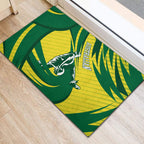 Australian Opals Basketball Rubber Doormat Green and Gold Tribal Pattern Athletic Abstract Art