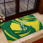 Australian Opals Basketball Rubber Doormat Green and Gold Tribal Pattern Athletic Abstract Art