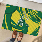 Australian Opals Basketball Rubber Doormat Green and Gold Tribal Pattern Athletic Abstract Art