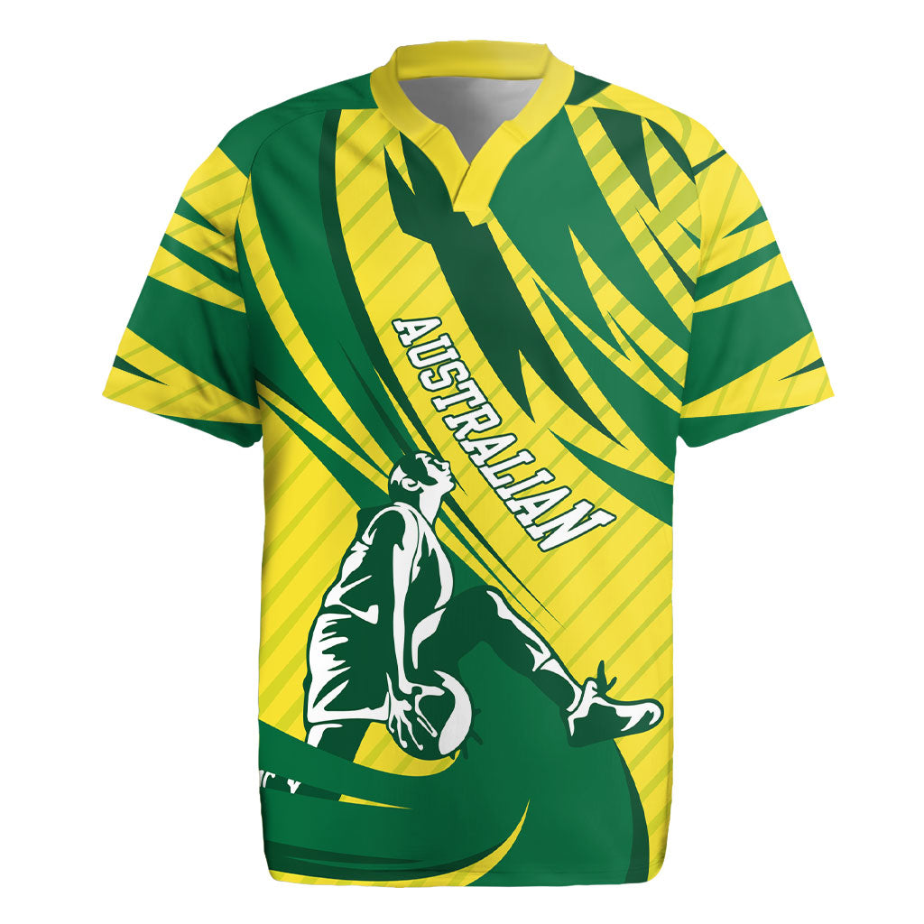 Australian Opals Basketball Rugby Jersey Green and Gold Tribal Pattern Athletic Abstract Art
