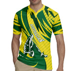 Australian Opals Basketball Rugby Jersey Green and Gold Tribal Pattern Athletic Abstract Art