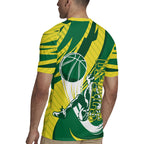 Australian Opals Basketball Rugby Jersey Green and Gold Tribal Pattern Athletic Abstract Art