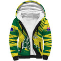 Australian Opals Basketball Sherpa Hoodie Green and Gold Tribal Pattern Athletic Abstract Art