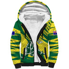 Australian Opals Basketball Sherpa Hoodie Green and Gold Tribal Pattern Athletic Abstract Art