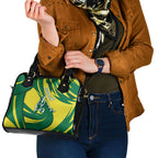 Australian Opals Basketball Shoulder Handbag Green and Gold Tribal Pattern Athletic Abstract Art