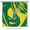 Australian Opals Basketball Shower Curtain Green and Gold Tribal Pattern Athletic Abstract Art