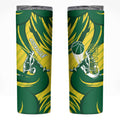 Australian Opals Basketball Skinny Tumbler Green and Gold Tribal Pattern Athletic Abstract Art