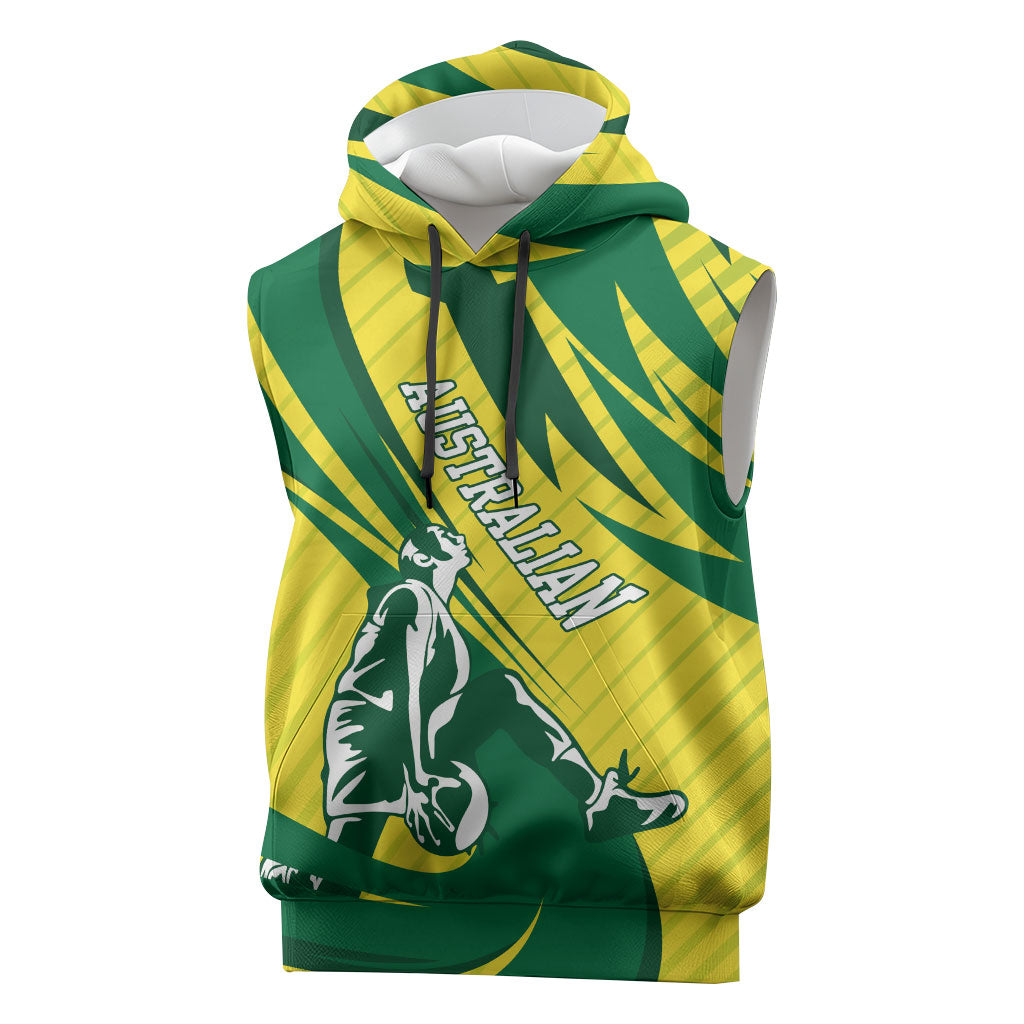Australian Opals Basketball Sleeveless Hoodie Green and Gold Tribal Pattern Athletic Abstract Art