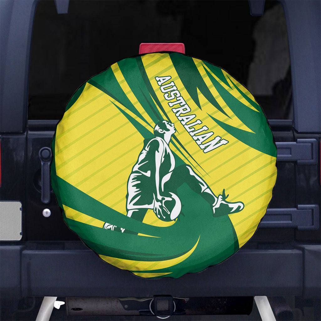 Australian Opals Basketball Spare Tire Cover Green and Gold Tribal Pattern Athletic Abstract Art